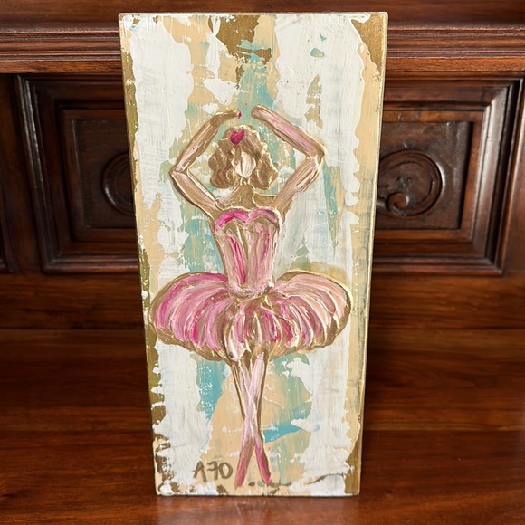 Hand Painted Ballerina Relief Wall Art by Amanda DeLaughter - Picture 1 of 14